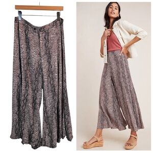 Anthropologie Skirted Wide Leg Pants Size 12 Boho Resort Flowy Palazzo Snakeskin